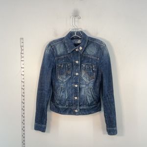 LTB Medium Blue Denim Jean Button Down Cotton Jacket Womens Size S